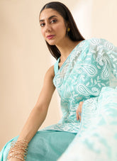 Saree in Blue Colour Looking Different